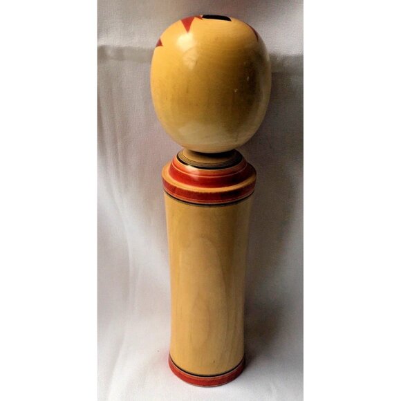 Japanese Kokeshi Doll Floral Design  Flowers 12  “ Signed Maker Mark - Picture 4 of 6